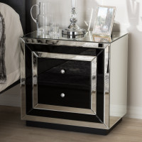 Baxton Studio RXF-721 Cecilia Hollywood Regency Glamour Style Mirrored 2-Drawer Nightstand